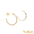 Load image into Gallery viewer, 14K Yellow Gold Diamond Open Hoop Earrings