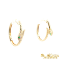 Load image into Gallery viewer, 14K Yellow Gold Emerald Snake Hoop Earrings
