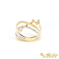 Load image into Gallery viewer, 14K Yellow Gold Platinum Crossover Diamond Ring