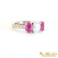 Load image into Gallery viewer, 14K White Gold Pink Sapphire and Diamond Ring