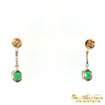 Load image into Gallery viewer, 14K Two Tone Emerald Dangle Earrings