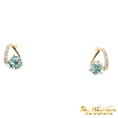 Load image into Gallery viewer, 14K Yellow Gold Swirl Blue Zircon Stud Earrings