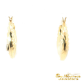 Load image into Gallery viewer, 14K Yellow Gold Puff Diamond Hoop Earrings