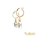 Load image into Gallery viewer, 14K Yellow Gold Oval Blue Topaz Dangle Earrings
