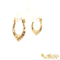 Load image into Gallery viewer, 14K Yellow Gold Diamond Cut V-Shaped Hoop Earrings