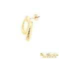 Load image into Gallery viewer, 14K Yellow Gold Circle Ribbed Drop Earrings