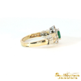 Load image into Gallery viewer, 14K Two Tone Gold Pear-Cut Emerald Halo Ring