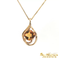 Load image into Gallery viewer, 14K Yellow Gold Checkerboard Citrine Swirl Pendant