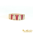 Load image into Gallery viewer, 14K Yellow Gold Channel Ruby and Diamond Ring