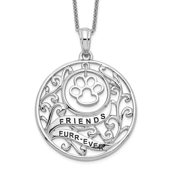 Friends Furr-ever Dog Paw SPCA Sterling Silver Necklace