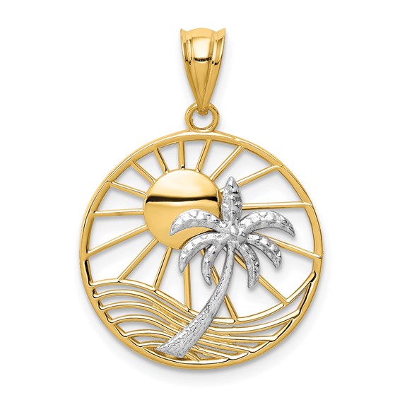 14k Two Tone Yellow Gold Sunset Pendant