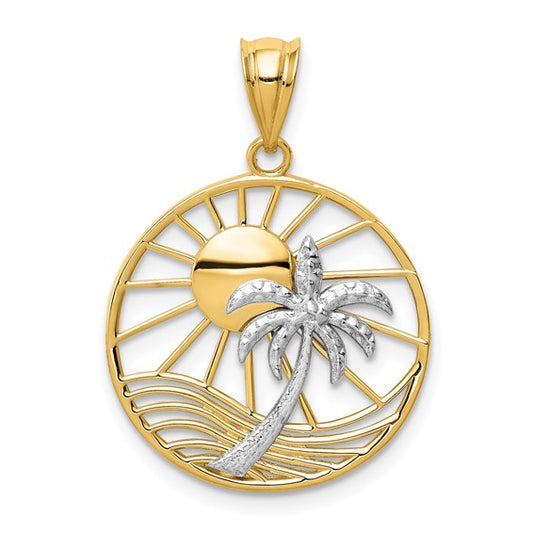 14k Two Tone Yellow Gold Sunset Pendant