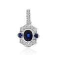 Load image into Gallery viewer, 14K White Gold Deep Blue Sapphire Antique Pendant