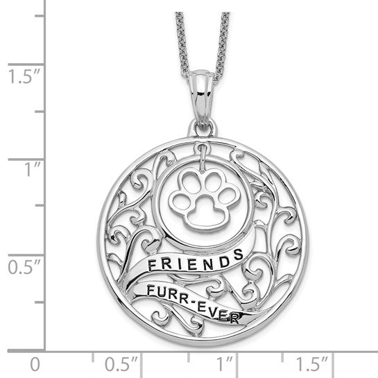 Friends Furr-ever Dog Paw SPCA Sterling Silver Necklace