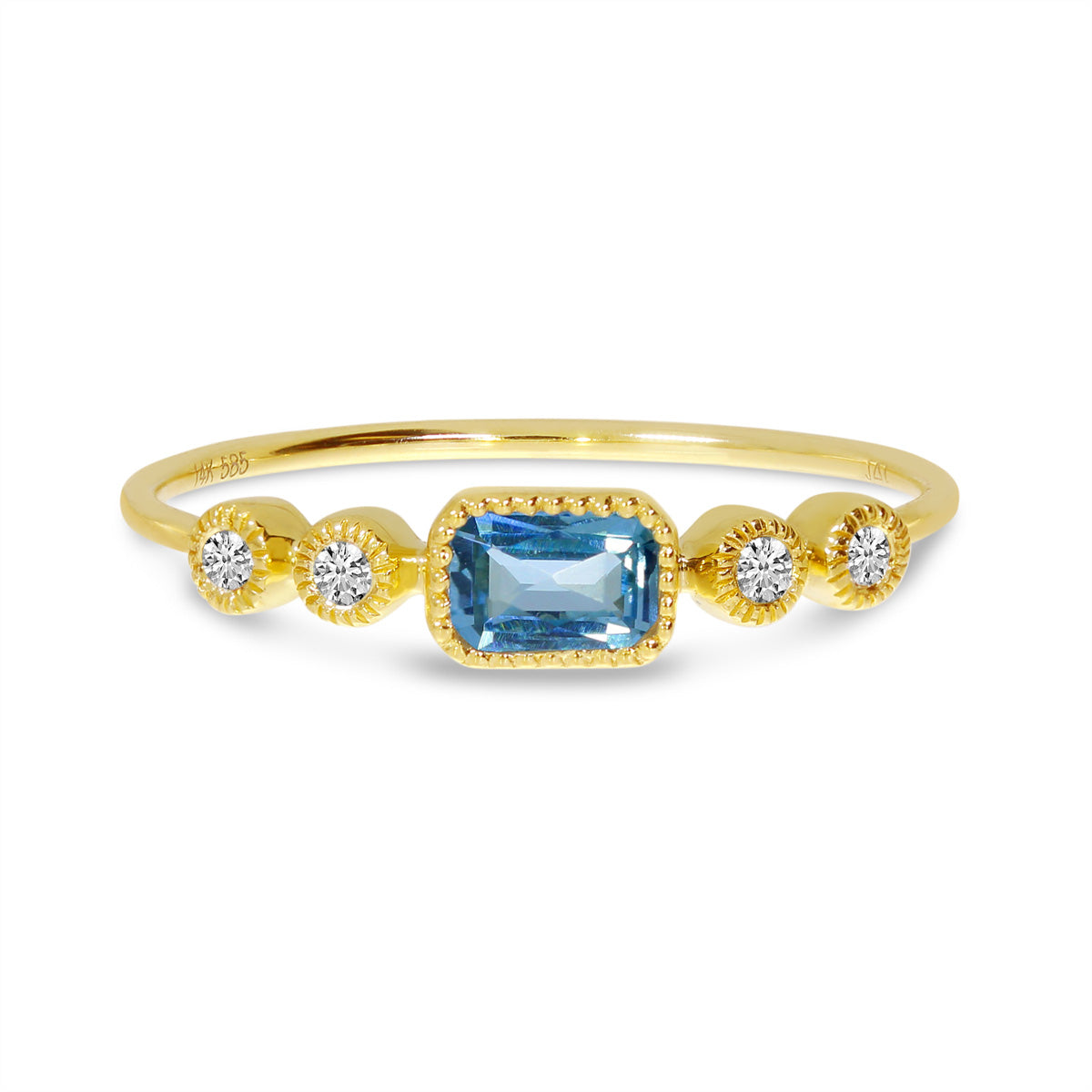 14K Yellow Gold Ring with Blue Topaz