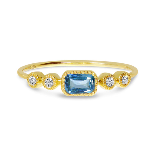 14K Yellow Gold Ring with Blue Topaz
