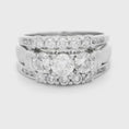 Load and play video in Gallery viewer, 14K White Gold Three Row Diamond Engagement / Wedding Set