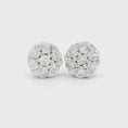Load and play video in Gallery viewer, 14K White Gold Cluster Diamond Stud Earrings