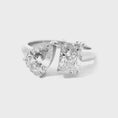 Load and play video in Gallery viewer, Platinum 2-stone Pear and Radiant Shape Diamond Ring