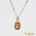 Load and play video in Gallery viewer, 14K Yellow Gold Charm Necklace with Cushion-Cut Citrine Gemstone