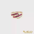 Load and play video in Gallery viewer, 14K Yellow Gold Ruby and Diamond Ring