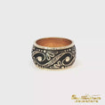 Load and play video in Gallery viewer, 14K Yellow Gold With Black Enamel Scroll Ring