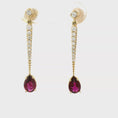 Load and play video in Gallery viewer, 14K Yellow Diamond and Ruby Dangle Earrings