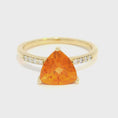 Load and play video in Gallery viewer, 14kt Yellow Gold Spessarite Garnet and Diamond Ring