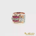 Load and play video in Gallery viewer, 14K Rose and White Gold Ruby and Diamond Vintage Cocktail Ring