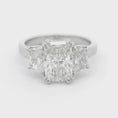 Load and play video in Gallery viewer, Platinum Three Stone Radiant  Lab Grown Diamond Ring