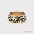 Load and play video in Gallery viewer, 14K Yellow Gold Scroll Black Enamel Estate Ring