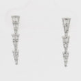 Load and play video in Gallery viewer, 18k White Gold Three Tier Graduated Baguette Earrings