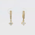 Load and play video in Gallery viewer, 14k Yellow Gold  Diamond Dangle Hoop Earrings