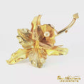 Load and play video in Gallery viewer, 18K Yellow Gold Floral Brooch with Round Cabochon Pearl Centerpiece
