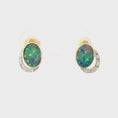 Load and play video in Gallery viewer, 14K Yellow Gold Diamond & Opal Earrings