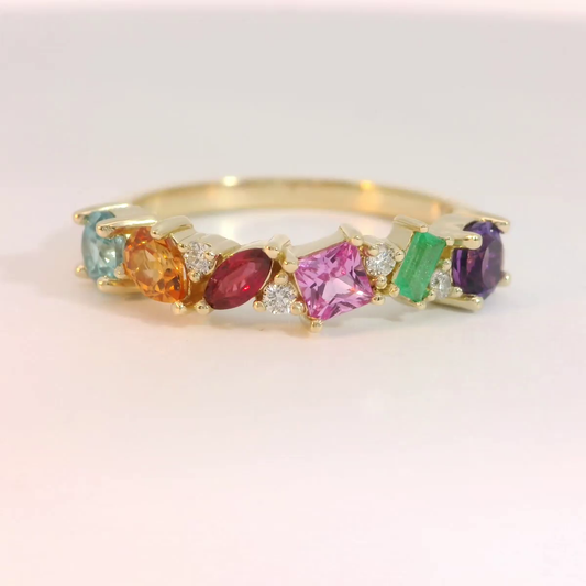 yellow gold gemstone mix shape self love ring serene harbor
