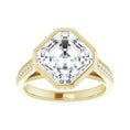 Load image into Gallery viewer, 14K yellow gold Asscher engagement ring mounting, 9 x 9 mm, enlarged top view
