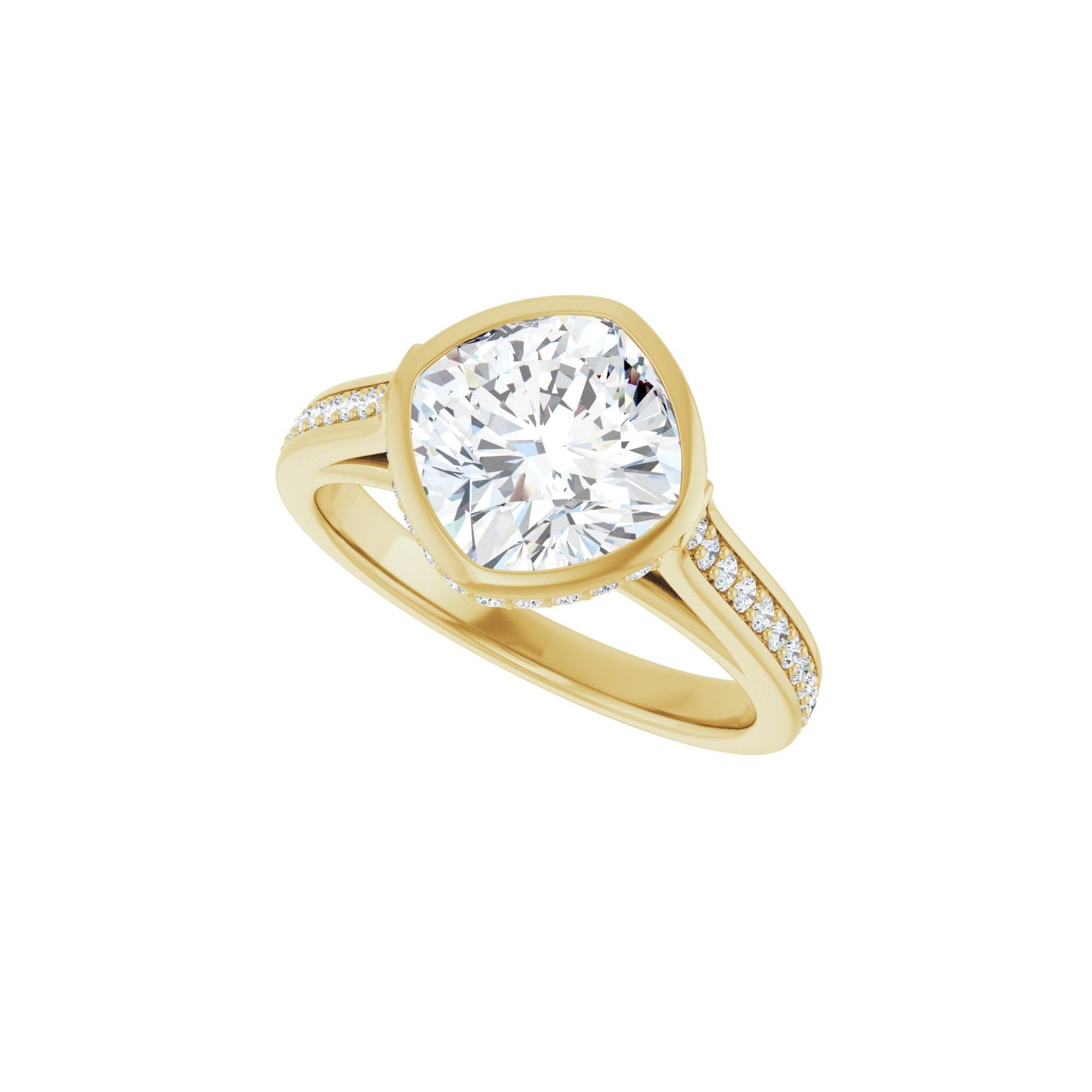 14K yellow gold cushion engagement ring mounting, 8 x 8 mm, alternate view