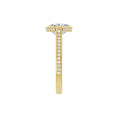 Load image into Gallery viewer, 14K yellow gold cushion engagement ring mounting, 8 x 8 mm, shank side view
