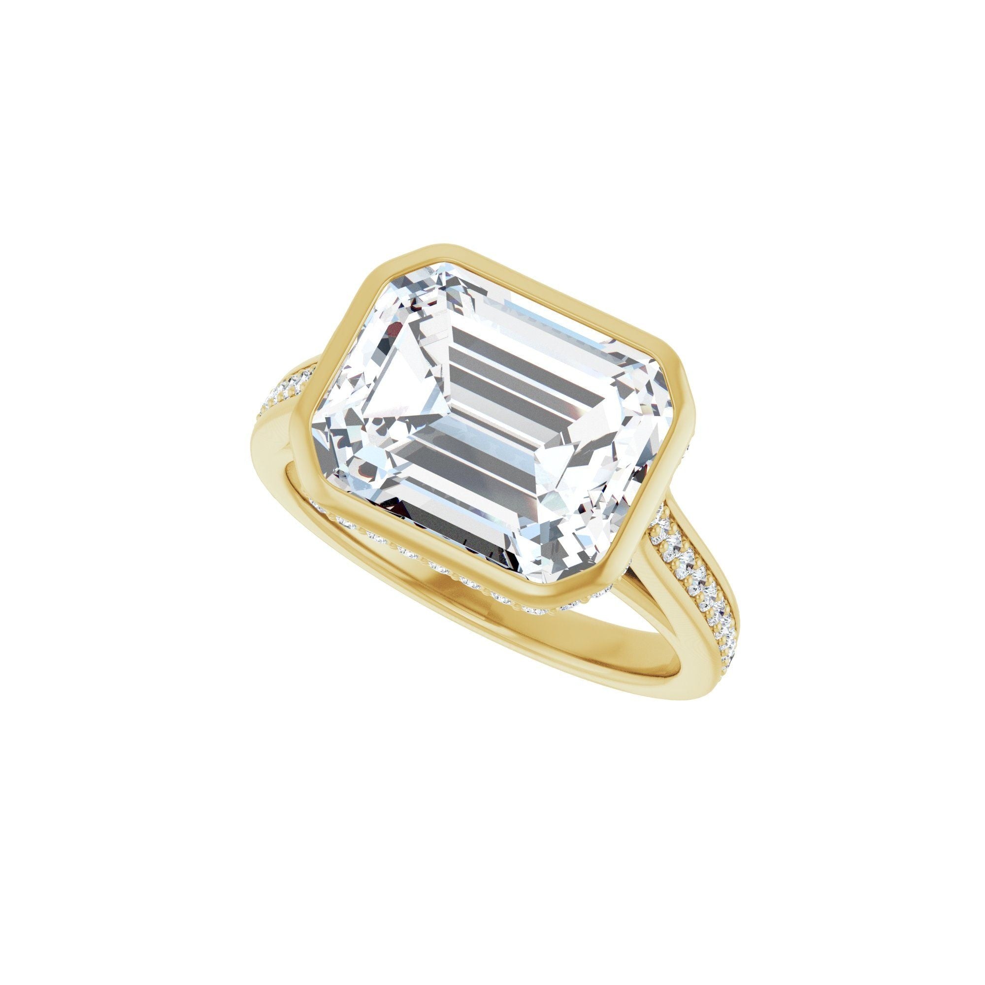 14K yellow gold emerald engagement ring mounting, 11 x 9 mm, alternate view