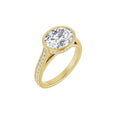 Load image into Gallery viewer, 14K yellow gold oval engagement ring mounting, 10 x 8 mm, three-quarter view
