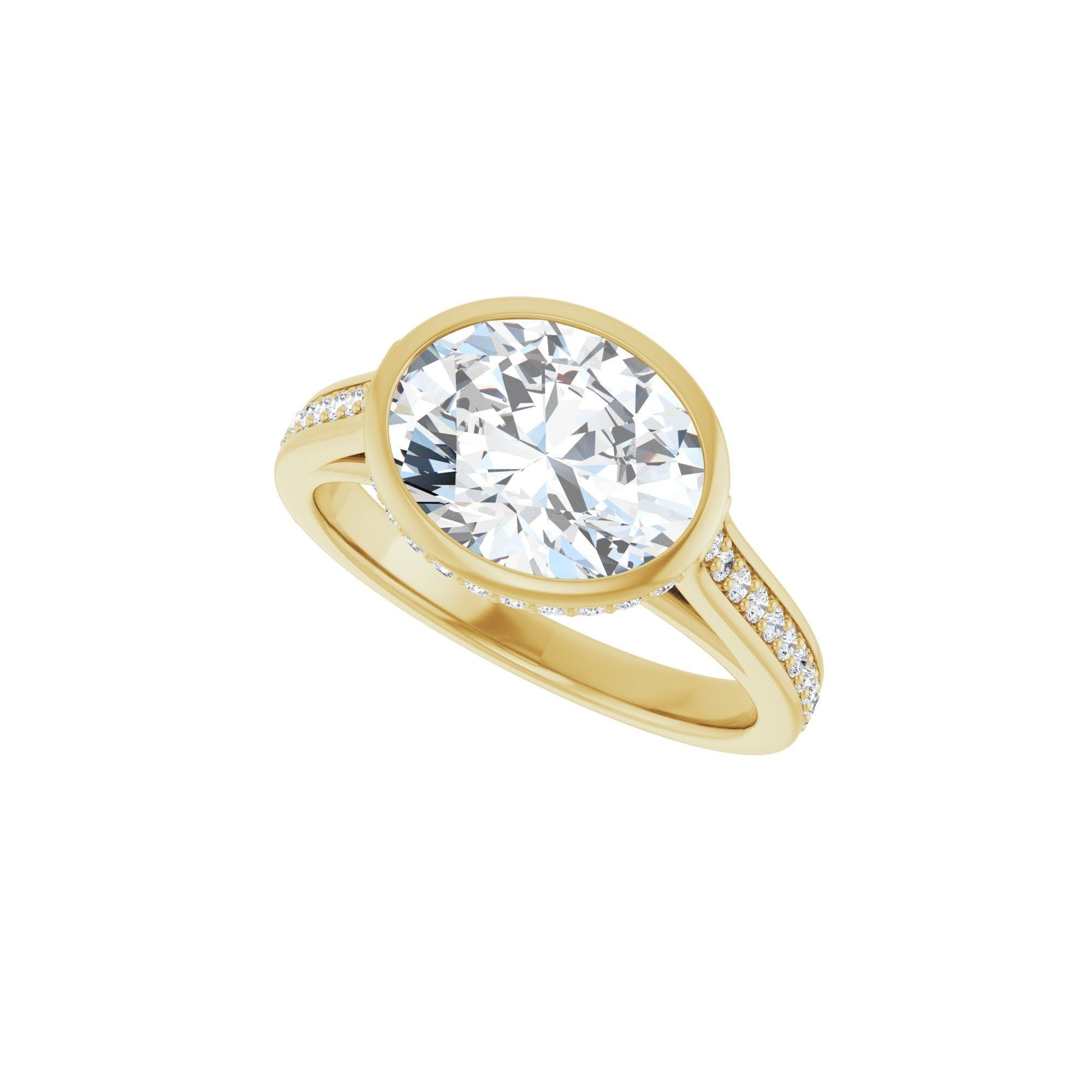 14K yellow gold oval engagement ring mounting, 10 x 8 mm, alternate view