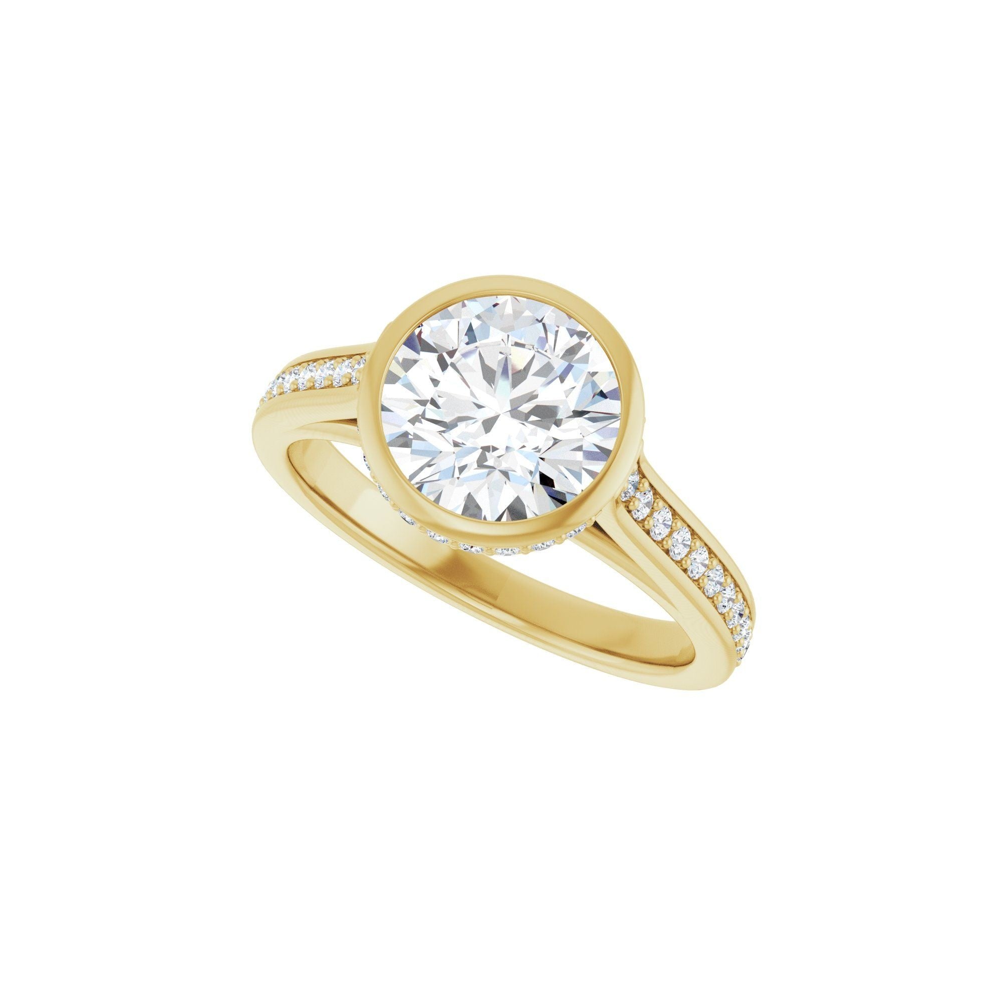 14K yellow gold round engagement ring mounting, 8 mm, alternate view