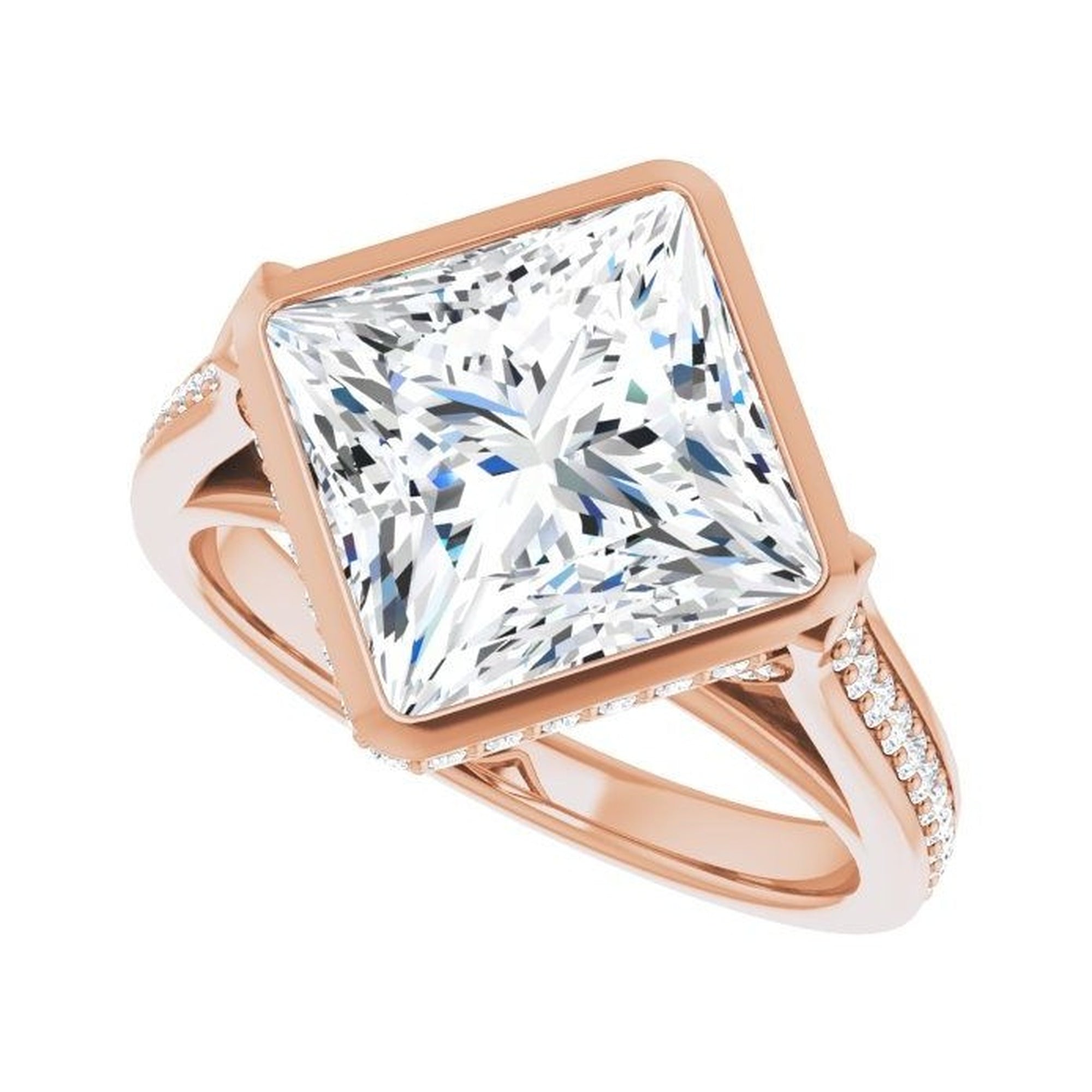 14K rose gold square engagement ring mounting, 9 x 9 mm, enlarged alternate view
