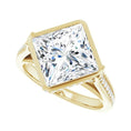 Load image into Gallery viewer, 14K yellow gold square engagement ring mounting, 9 x 9 mm, enlarged alternate view
