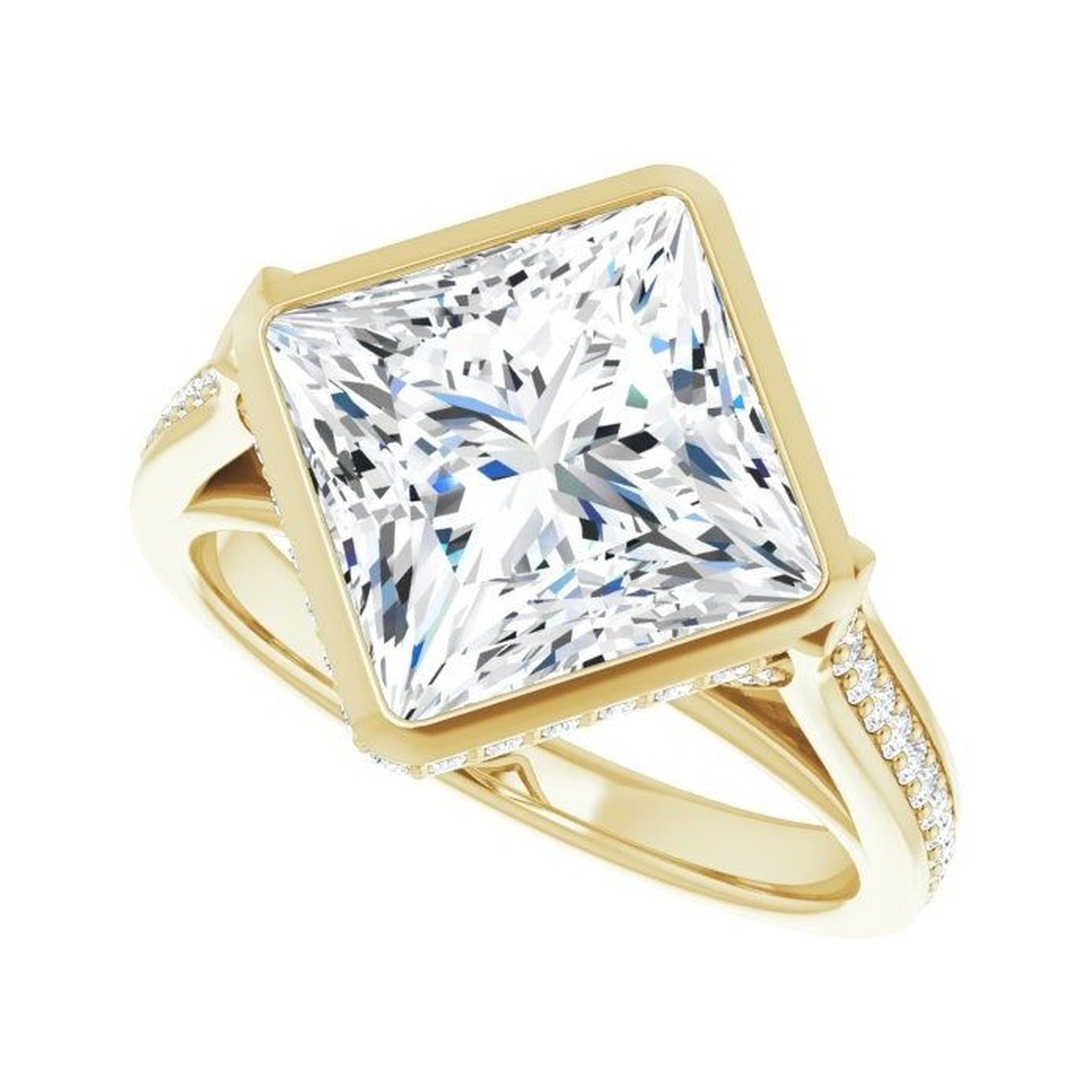 14K yellow gold square engagement ring mounting, 9 x 9 mm, enlarged alternate view