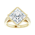 Load image into Gallery viewer, 14K yellow gold square engagement ring mounting, 9 x 9 mm, enlarged top view
