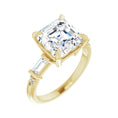 Load image into Gallery viewer, 14K yellow gold Asscher engagement ring mounting, 9 x 9 mm, enlarged three-quarter view
