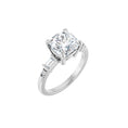 Load image into Gallery viewer, 14K white gold cushion engagement ring mounting, 8 x 8 mm, three-quarter view
