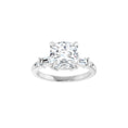 Load image into Gallery viewer, 14K white gold cushion engagement ring mounting, 8 x 8 mm, top view
